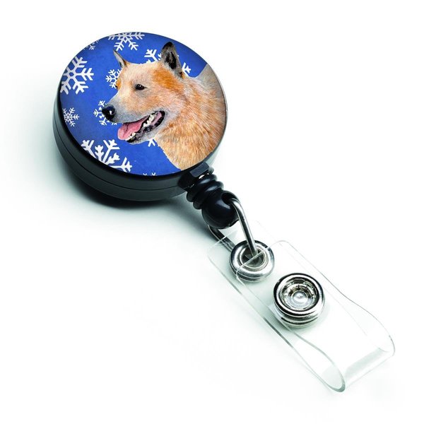 Teachers Aid Australian Cattle Dog Winter Snowflakes Holiday Retractable Badge Reel TE718615
